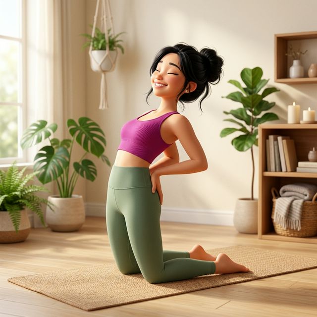 Tư thế Camel Pose lạc đà minh hoạ 3D Pixar